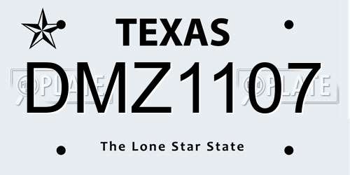 DMZ1107 Texas License Plate