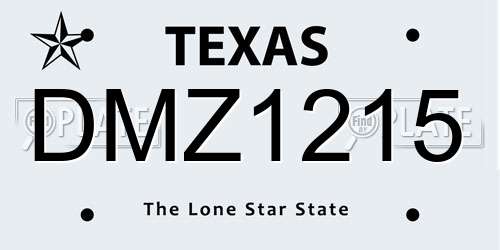 DMZ1215 Texas License Plate