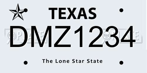 DMZ1234 Texas License Plate