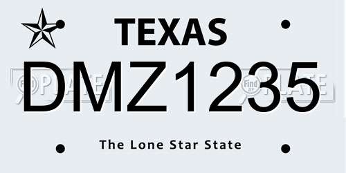 DMZ1235 Texas License Plate