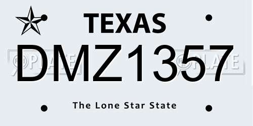 DMZ1357 Texas License Plate