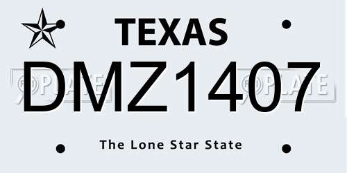 DMZ1407 Texas License Plate