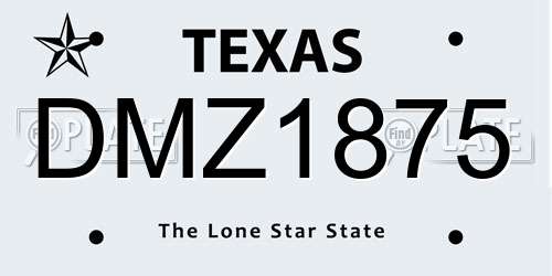 DMZ1875 Texas License Plate