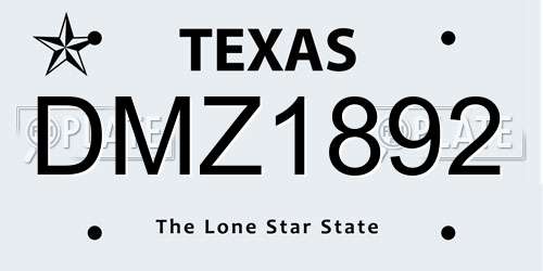DMZ1892 Texas License Plate