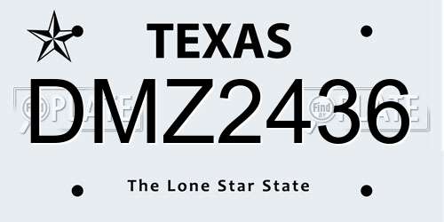 DMZ2436 Texas License Plate