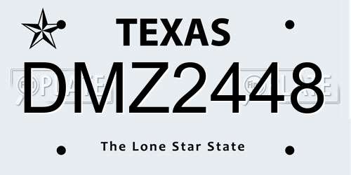 DMZ2448 Texas License Plate