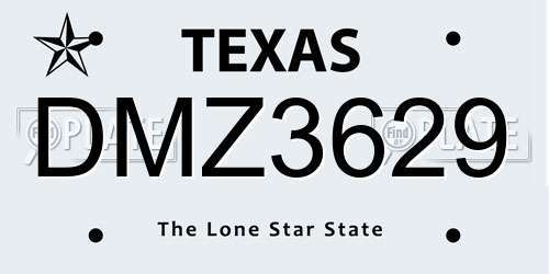 DMZ3629 Texas License Plate