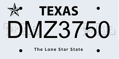 DMZ3750 Texas License Plate