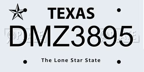 DMZ3895 Texas License Plate