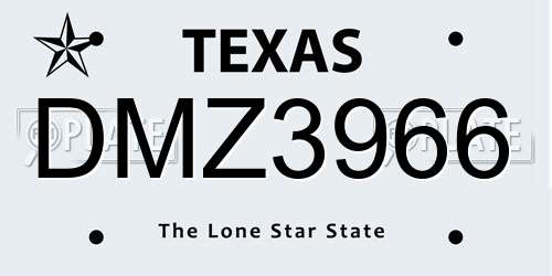 DMZ3966 Texas License Plate