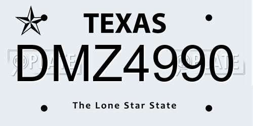 DMZ4990 Texas License Plate