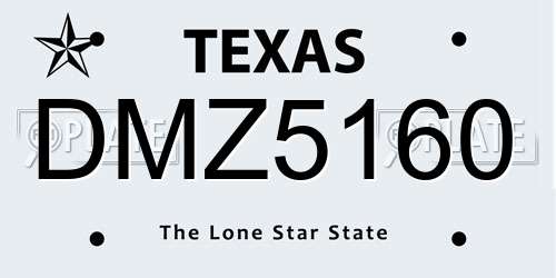 DMZ5160 Texas License Plate