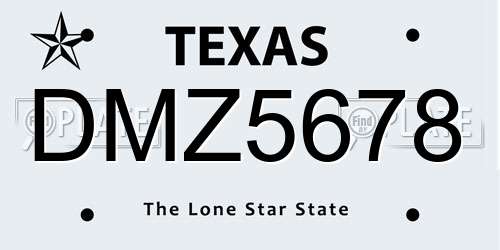 DMZ5678 Texas License Plate