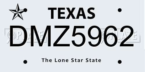 DMZ5962 Texas License Plate
