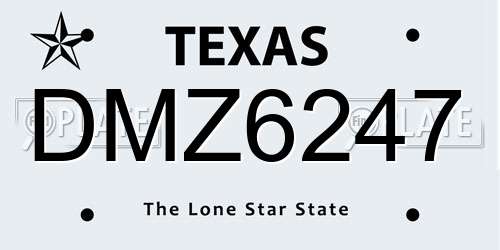DMZ6247 Texas License Plate