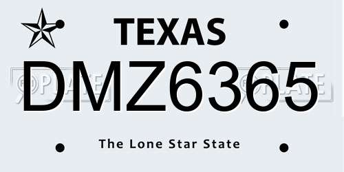 DMZ6365 Texas License Plate