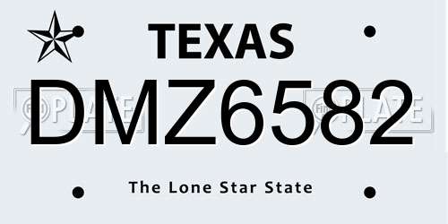 DMZ6582 Texas License Plate