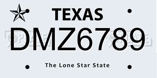 DMZ6789 Texas License Plate