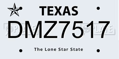 DMZ7517 Texas License Plate