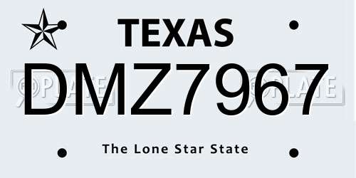 DMZ7967 Texas License Plate