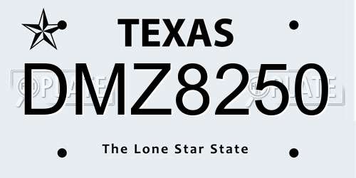 DMZ8250 Texas License Plate