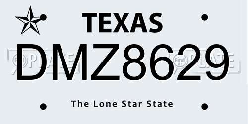 DMZ8629 Texas License Plate