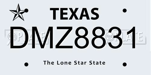 DMZ8831 Texas License Plate