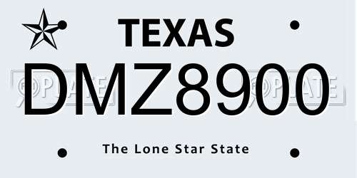 DMZ8900 Texas License Plate