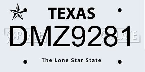 DMZ9281 Texas License Plate