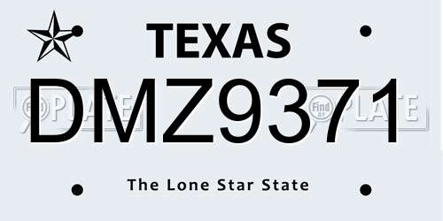 DMZ9371 Texas License Plate