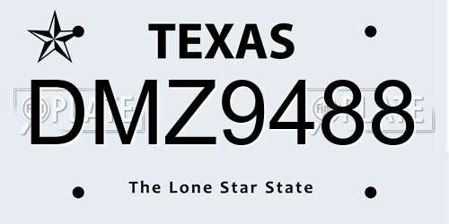 DMZ9488 Texas License Plate