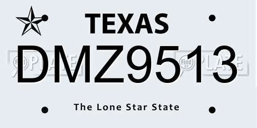 DMZ9513 Texas License Plate