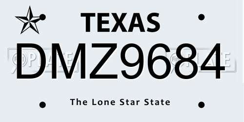DMZ9684 Texas License Plate
