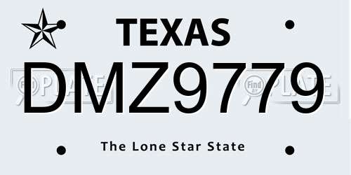 DMZ9779 Texas License Plate