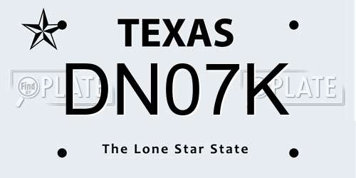 DN07K Texas License Plate