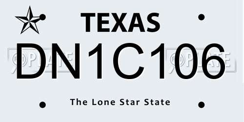 DN1C106 Texas License Plate