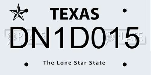 DN1D015 Texas License Plate
