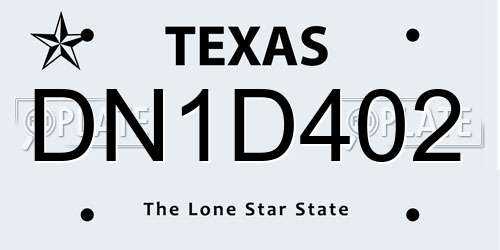 DN1D402 Texas License Plate