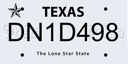 DN1D498 Texas License Plate