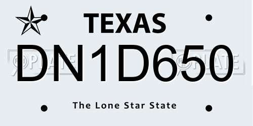 DN1D650 Texas License Plate