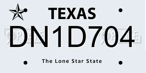 DN1D704 Texas License Plate