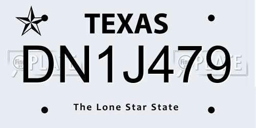 DN1J479 Texas License Plate