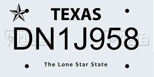 DN1J958 Texas License Plate
