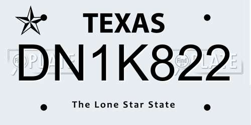DN1K822 Texas License Plate