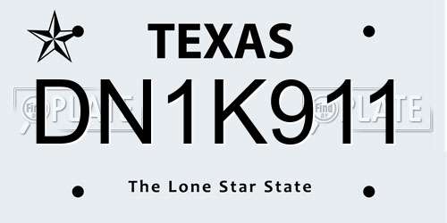 DN1K911 Texas License Plate