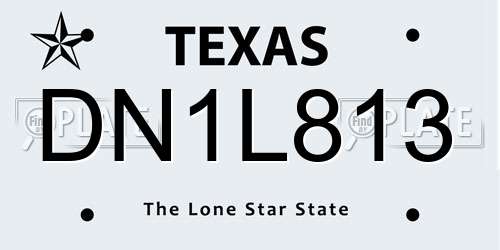 DN1L813 Texas License Plate