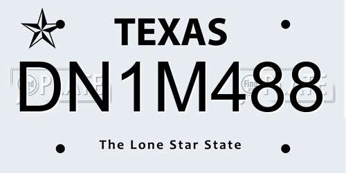 DN1M488 Texas License Plate