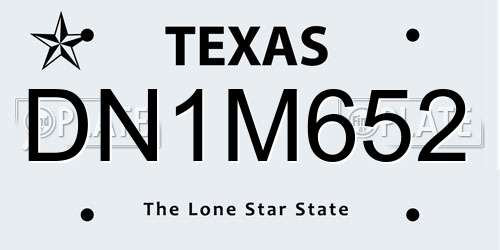 DN1M652 Texas License Plate