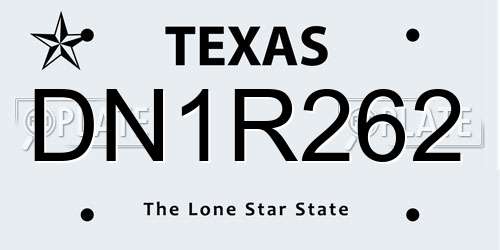 DN1R262 Texas License Plate