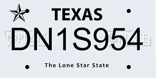 DN1S954 Texas License Plate